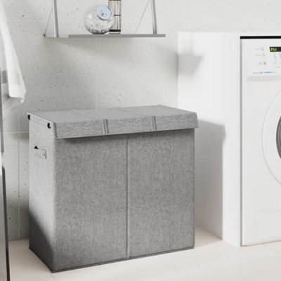 B&Q -  Foldable Laundry Hamper Grey 64.5X34.5X59 Cm Faux Linen Fabric