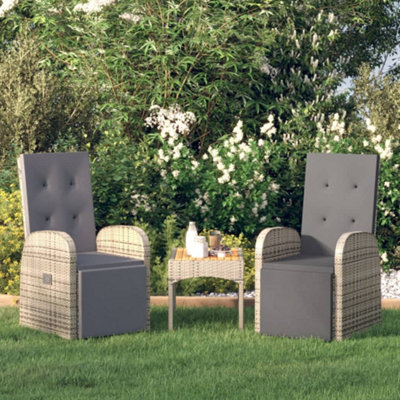 B&Q -  Reclining Garden Chairs With Cushions 2 Pcs Grey Poly Rattan