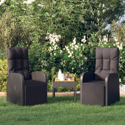 B&Q -  Reclining Garden Chairs With Cushions 2 Pcs Black Poly Rattan