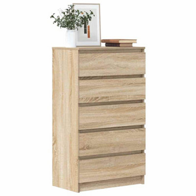 vidaXL Bedside Cabinet - 5 Drawers - Sonoma Oak - Image 4
