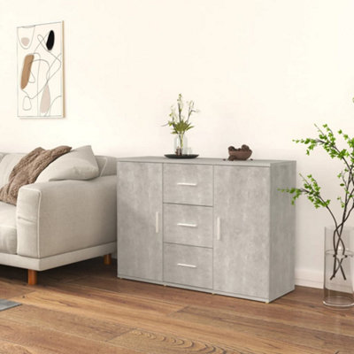Vidaxl Grey Sideboard Concrete 91X29.5x65 Cm Engineered Wood Sideboards