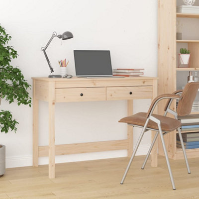 B&Q -  Desk With Drawers 100X50X78 Cm Solid Wood Pine Desks