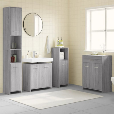 B&Q -  4 Piece Bathroom Furniture Set Grey Sonoma Engineered Wood