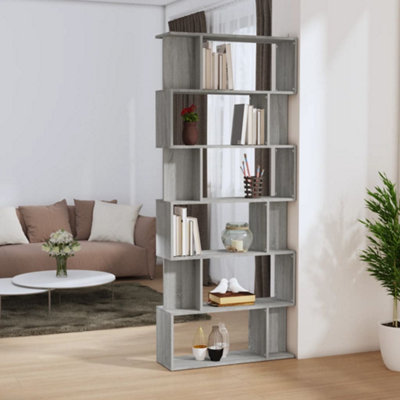 B&Q -  Book Cabinet/room Divider Grey Sonoma 80X24X192 Cm Engineered Wood