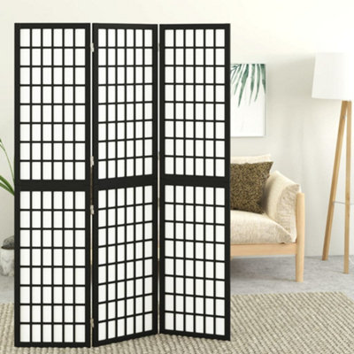 Vidaxl Folding 3-Panel Room Divider Japanese Style 120X170 Cm Black Room Dividers from B&Q