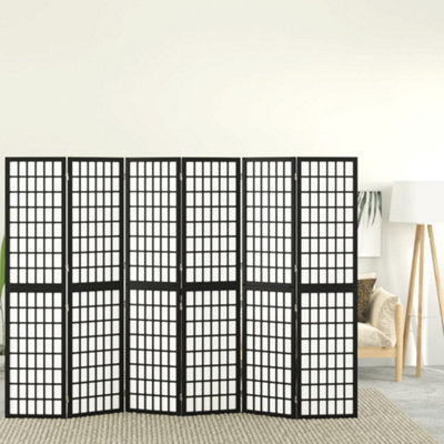 Vidaxl Folding 6-Panel Room Divider Japanese Style 240X170 Cm Black Room Dividers from B&Q