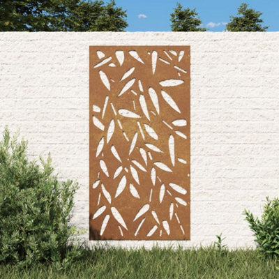 B&Q -  Garden Wall Decoration 105X55 Cm Corten Steel Bamboo Leaf Design