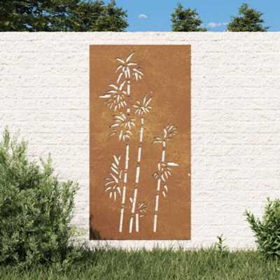 B&Q -  Garden Wall Decoration 105X55 Cm Corten Steel Bamboo Design
