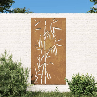 B&Q -  Garden Wall Decoration 105X55 Cm Corten Steel Bamboo Design