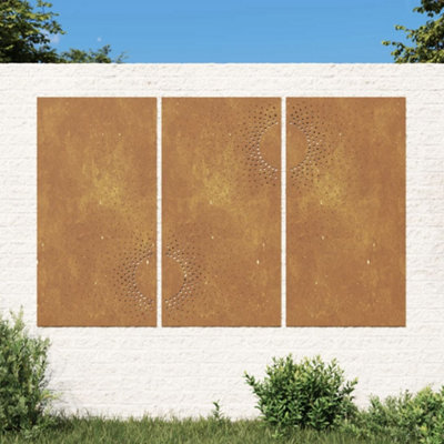 B&Q -  Garden Wall Decorations 3 Pcs 105X55 Cm Corten Steel Sun Design