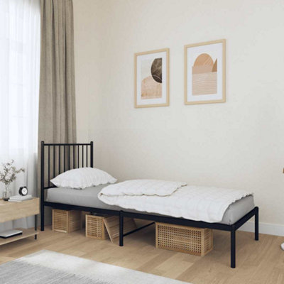 Vidaxl Metal Bed Frame Without Mattress With Headboard Black 75X190Cm from B&Q