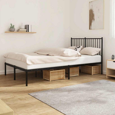 Vidaxl Metal Bed Frame Without Mattress With Headboard Black 120X190Cm from B&Q