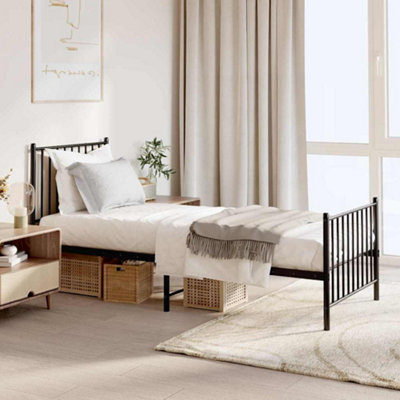 Vidaxl Black Metal Bed Frame Without Mattress With Footboard 75X190cm