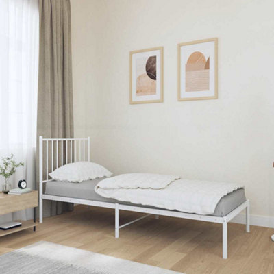 Vidaxl Metal Bed Frame Without Mattress With Headboard White 75X190Cm from B&Q