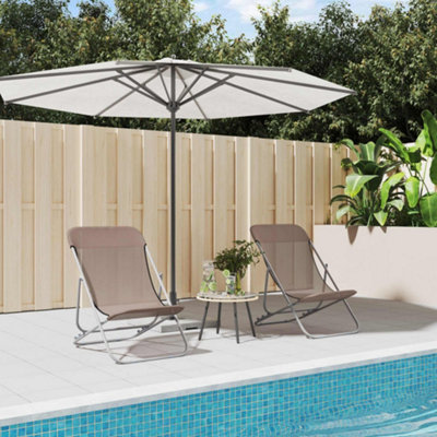 B&Q -  Folding Beach Chairs 2 Pcs Brown Textilene&powder-Coated Steel