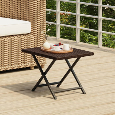 Vidaxl Folding Table Brown 45X35X32 Cm Poly Rattan from B&Q