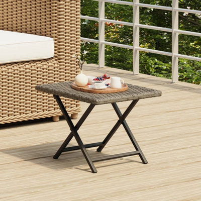 Vidaxl Folding Table Grey 45X35X32 Cm Poly Rattan from B&Q