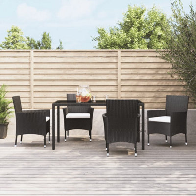 B&Q -  Garden Chairs With Cushions 4 Pcs Black Poly Rattan (Uk/ie/fi/no Only)