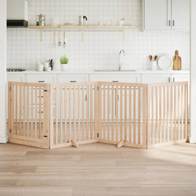 B&Q -  Dog Gate With Door Foldable 4 Panels 320 Cm Poplar Wood