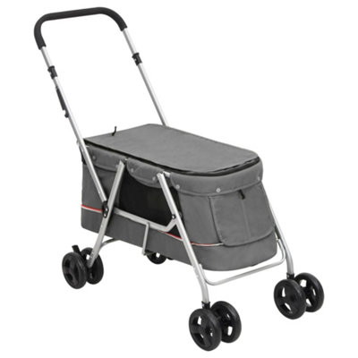 Vidaxl Folding Dog Stroller Grey 100X49X96 Cm Linen Fabric from B&Q