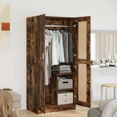 Vidaxl (Smoked Oak) Wardrobe Engineered Wood Clothing Cabinet Hanger Shelf Multi Colours - Image 4