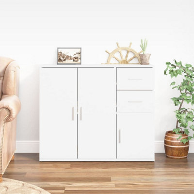 Vidaxl Sideboard High Gloss 91X29.5x75 Cm Engineered Wood White