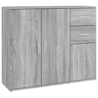 Vidaxl Grey Sideboard Sonoma 91X29.5x75 Cm Engineered Wood Small