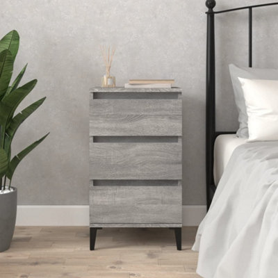 vidaXL - Bedside Cabinet - Engineered Wood - Grey - Image 3