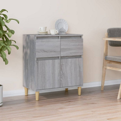 vidaXL Sideboard Grey Sonoma 60x35x70 cm Engineered Wood - 2 Drawers 2 Compartments - Image 3