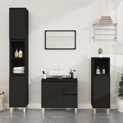 Vidaxl Bathroom Cabinet 30X30x190 Cm Engineered Wood Black