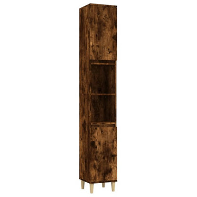 B&Q -  Bathroom Cabinet Smoked Oak 30X30X190 Cm Engineered Wood