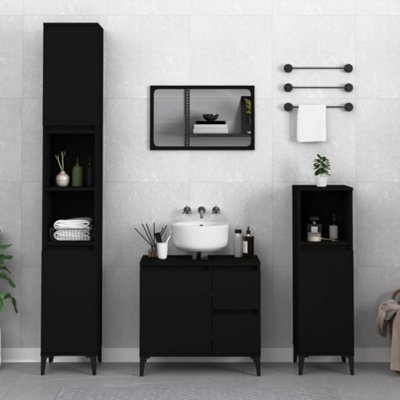 Vidaxl Bathroom Cabinet 30X30x190 Cm Engineered Wood Black