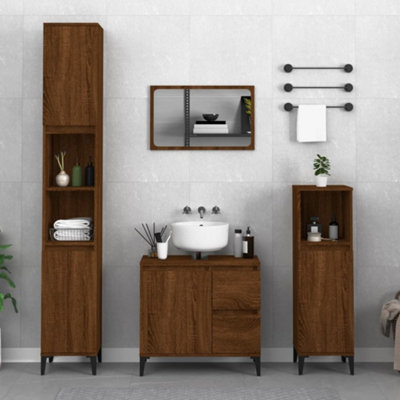 Vidaxl Bathroom Cabinet Oak 30X30x190 Cm Engineered Wood Brown
