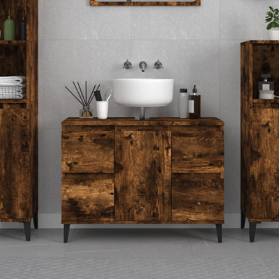 VIDAXL Bathroom Cabinet - Single Door - 4 Drawers - Wood - Brown - Image 3