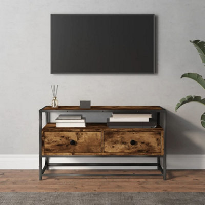 Vidaxl Tv Cabinet Smoked Oak 80X35x45 Cm Engineered Wood