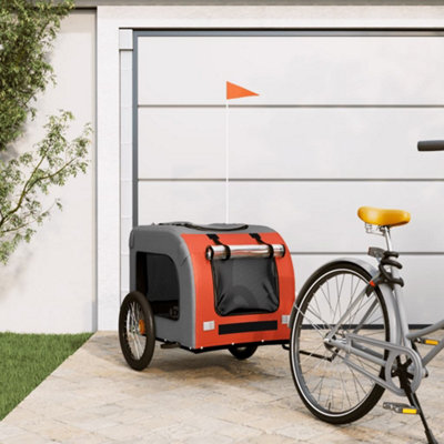 B&Q -  Pet Bike Trailer Orange And Grey Oxford Fabric&iron