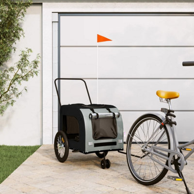 B&Q -  Pet Bike Trailer Black And Grey Oxford Fabric And Iron