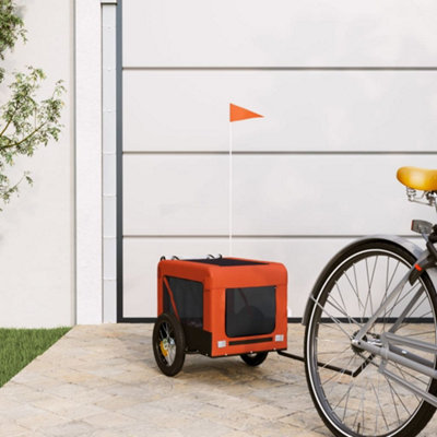 Vidaxl Pet Bike Trailer Orange And Black Oxford Fabric&iron
