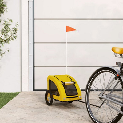 Vidaxl Pet Bike Trailer Yellow Oxford Fabric And Iron