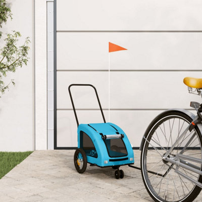 Vidaxl Pet Bike Trailer Blue Oxford Fabric And Iron
