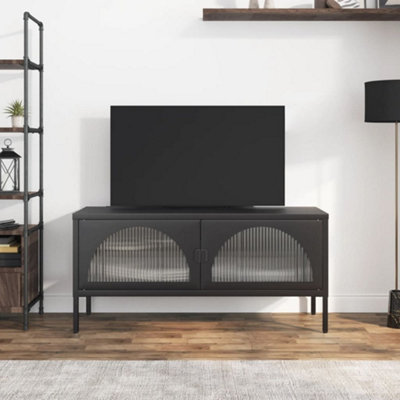 Vidaxl Tv Cabinet Black 105X35X50 Cm Glass And Steel from B&Q