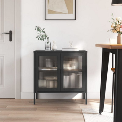 B&Q -  Sideboard Black 70X35X70 Cm Glass And Steel