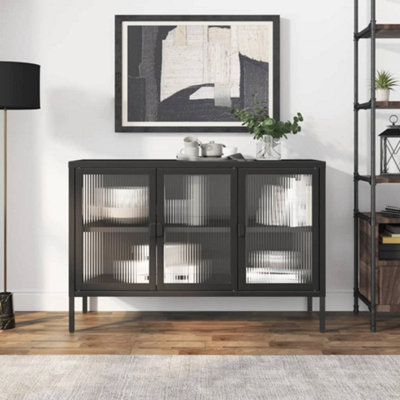 B&Q -  Sideboard Black 105X35X70 Cm Glass And Steel