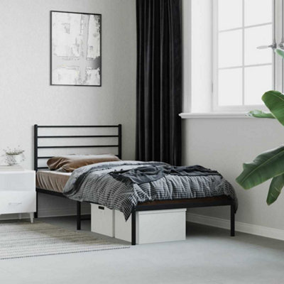 Vidaxl Metal Bed Frame Without Mattress With Headboard Black 75X190Cm from B&Q