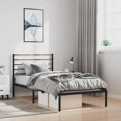 Vidaxl (Black, 100 X 190 Cm/With Headboard) Metal Bed Frame With Headboard Bed Base Mattress Foundation Bedstead - Image 3