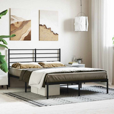 Vidaxl Metal Bed Frame Without Mattress With Headboard Black 120X190Cm from B&Q