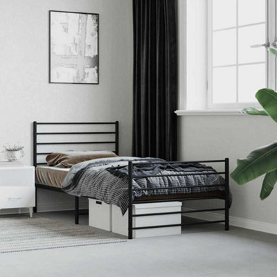 B&Q -  Metal Bed Frame Without Mattress With Footboard Black 80X200Cm