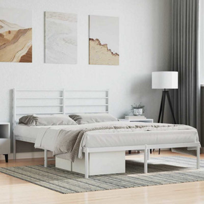 Vidaxl Metal Bed Frame Without Mattress With Headboard White 120X190Cm from B&Q
