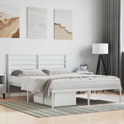 Vidaxl Metal Bed Frame Without Mattress With Headboard White 120X200Cm from B&Q