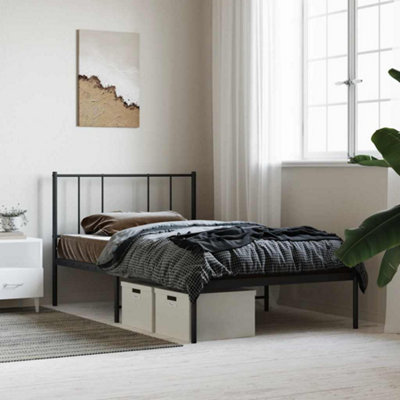 Vidaxl Metal Bed Frame Without Mattress With Headboard Black 90X190Cm from B&Q